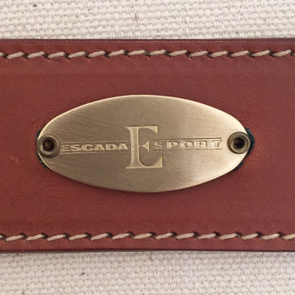 Escada large canvas and leather tote bag - Picture 2 of 8